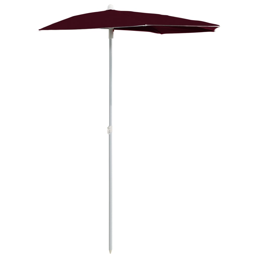 Garden Half Parasol with Pole 180x90 cm Bordeaux Red