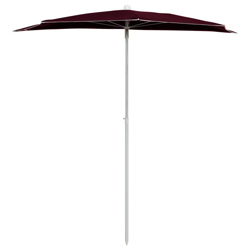 Garden Half Parasol with Pole 180x90 cm Bordeaux Red