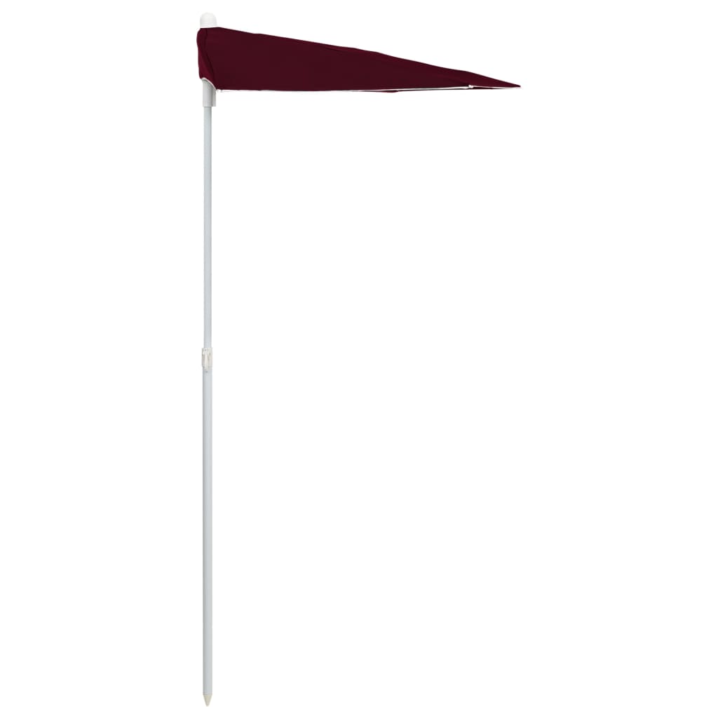 Garden Half Parasol with Pole 180x90 cm Bordeaux Red