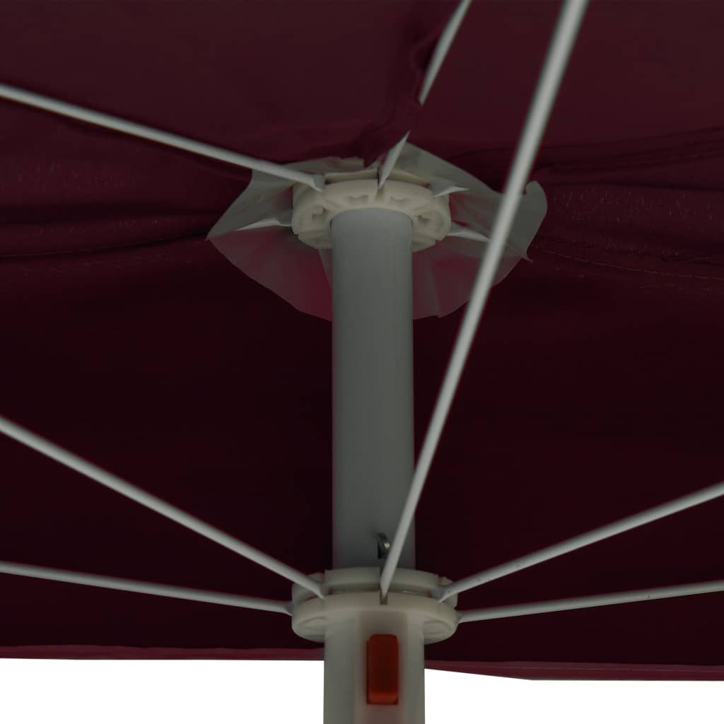 Garden Half Parasol with Pole 180x90 cm Bordeaux Red