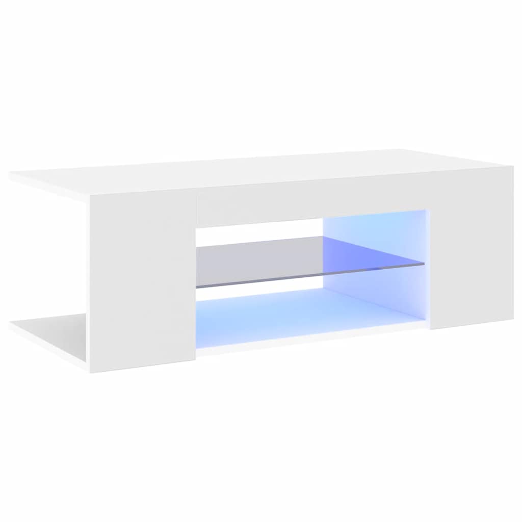 TV Cabinet with LED Lights White 90x39x30 cm