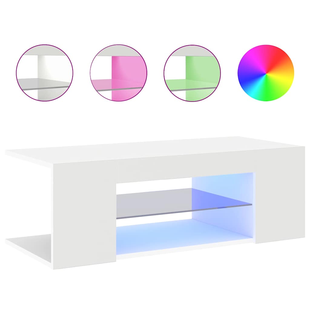 TV Cabinet with LED Lights White 90x39x30 cm