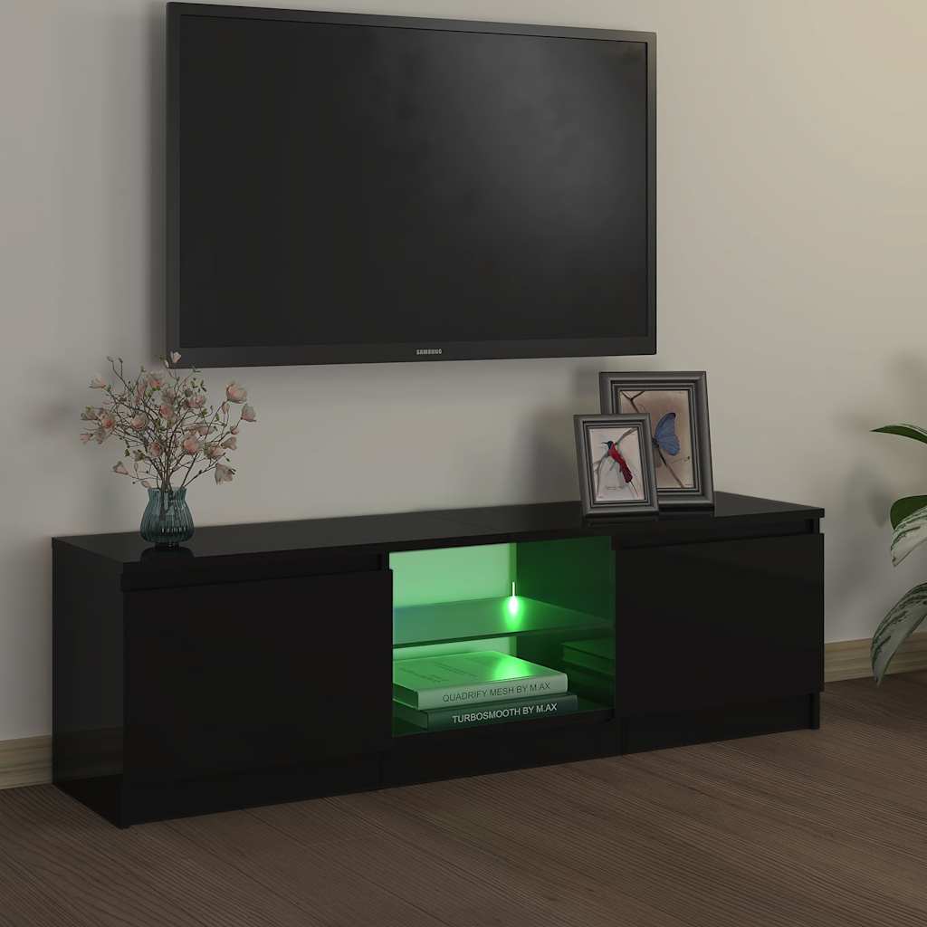 TV Cabinet with LED Lights Black 120x30x36 cm