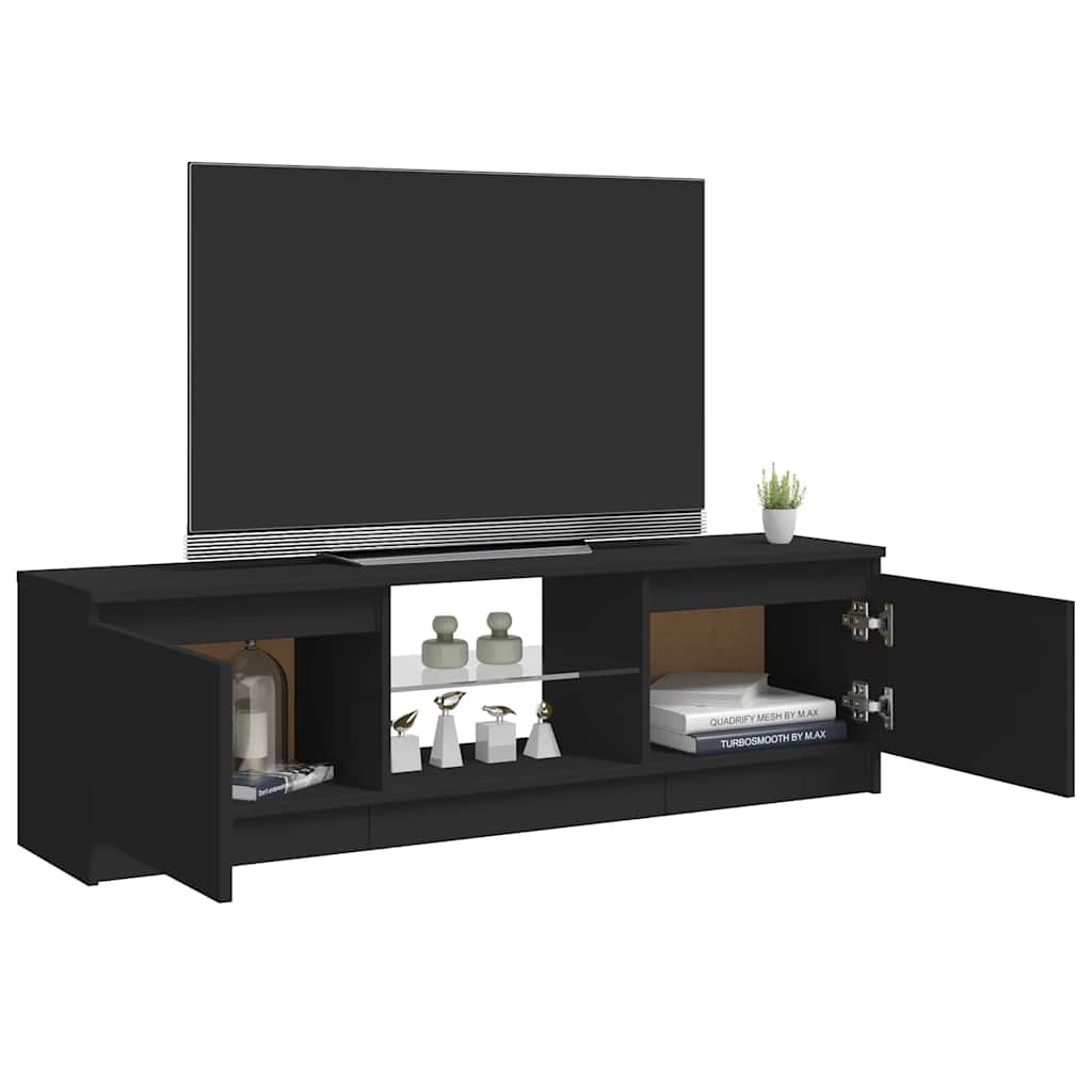 TV Cabinet with LED Lights Black 120x30x36 cm