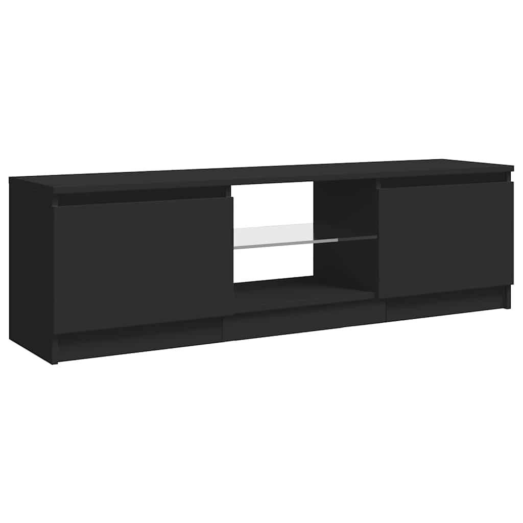 TV Cabinet with LED Lights Black 120x30x36 cm