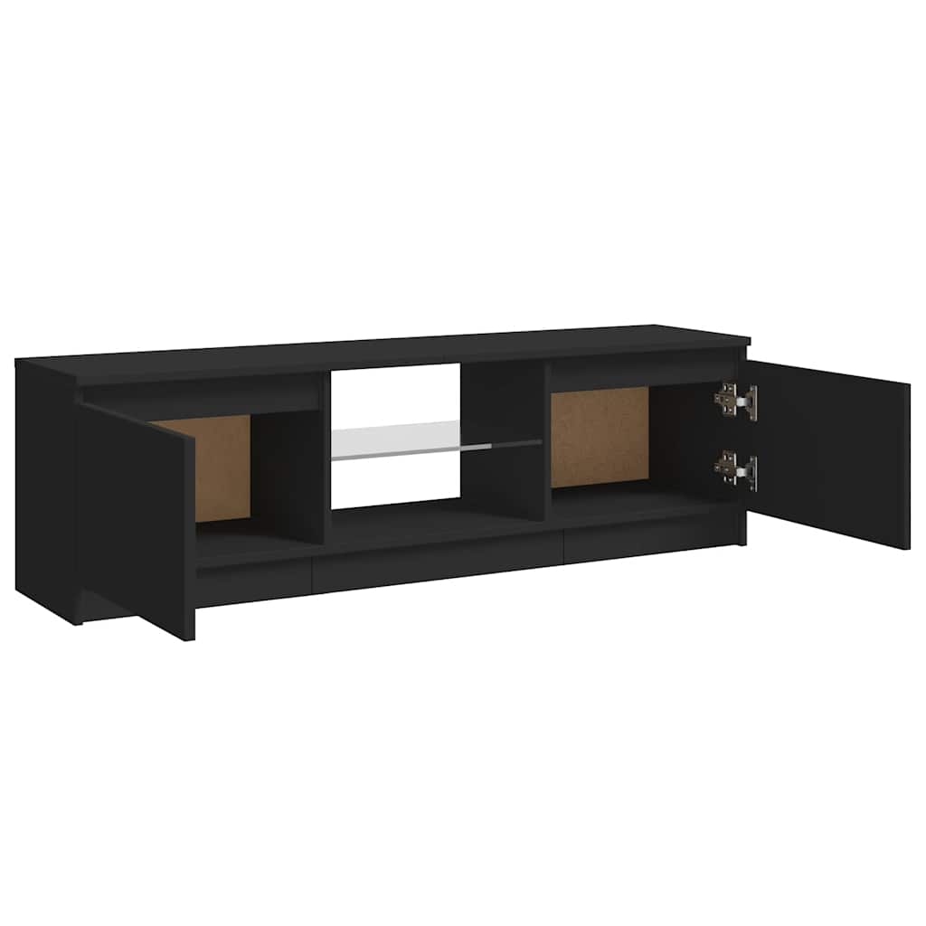 TV Cabinet with LED Lights Black 120x30x36 cm