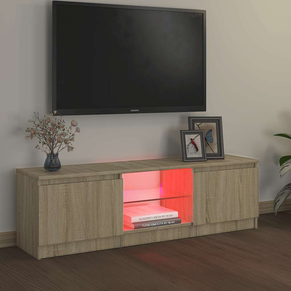 TV Cabinet with LED Lights Sonoma Oak 120x30x36 cm