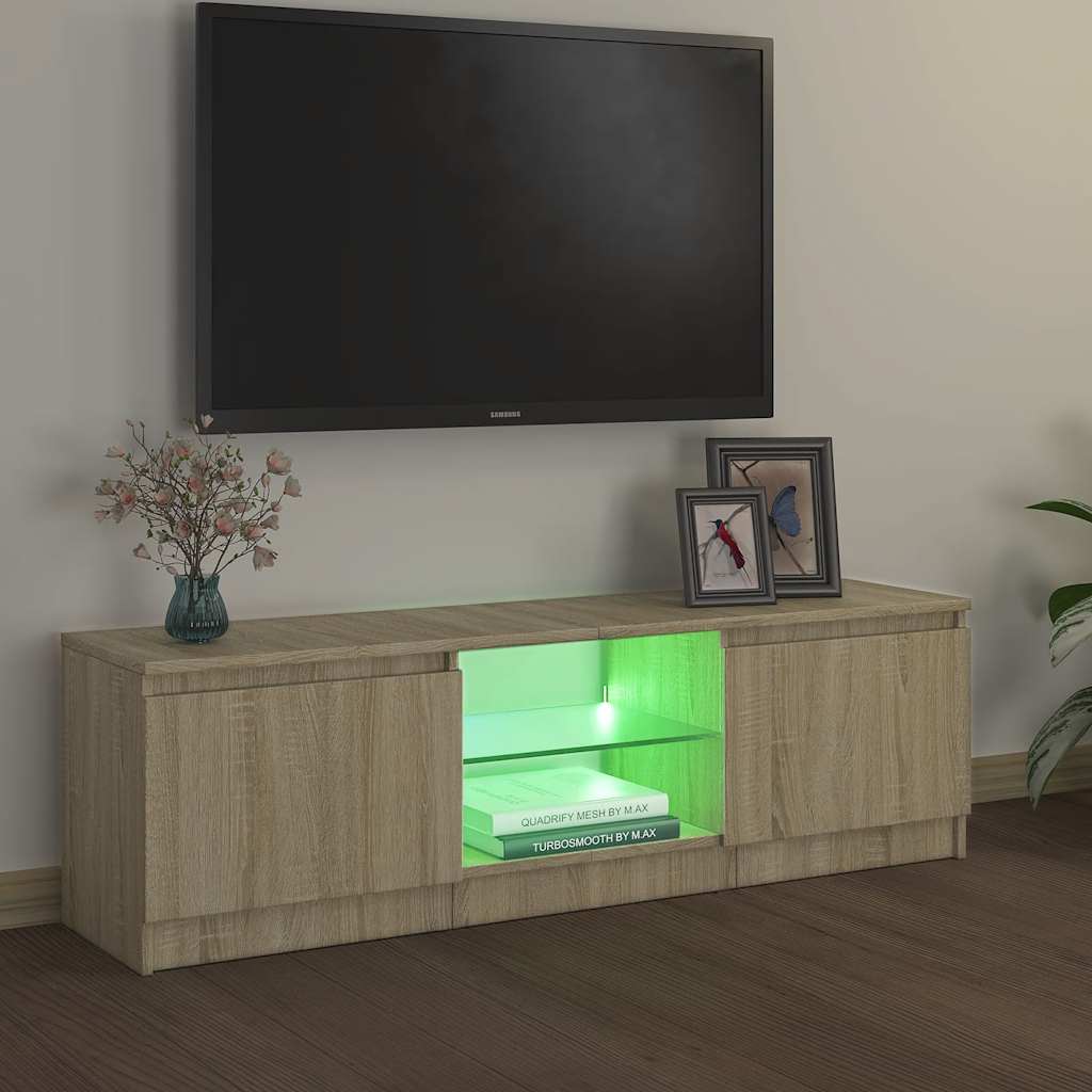 TV Cabinet with LED Lights Sonoma Oak 120x30x36 cm