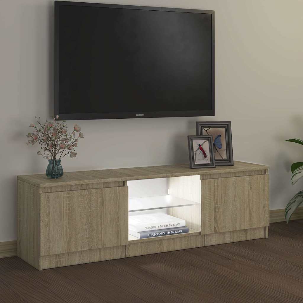 TV Cabinet with LED Lights Sonoma Oak 120x30x36 cm