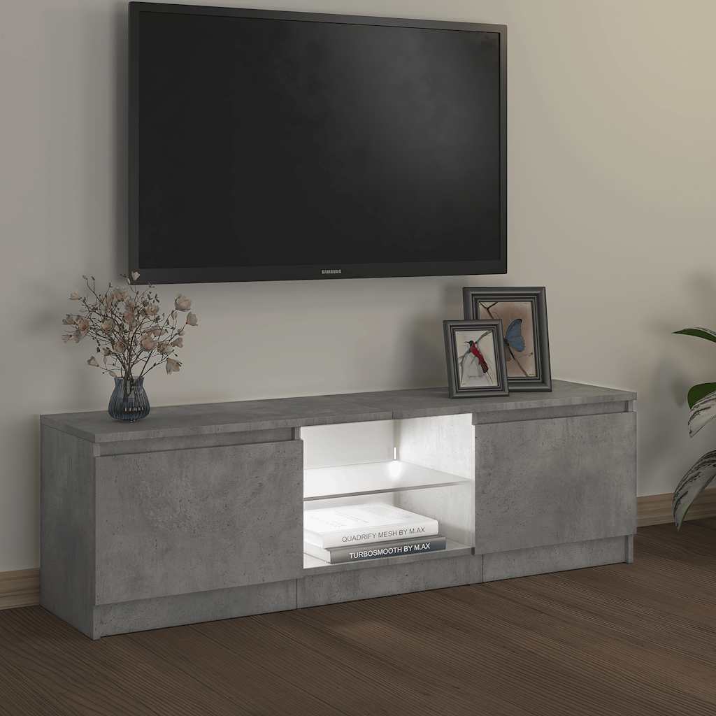 TV Cabinet with LED Lights Concrete Grey 120x30x36 cm