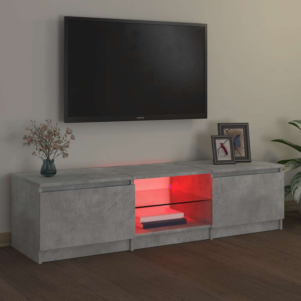 TV Cabinet with LED Lights Concrete Grey 140x40x36 cm