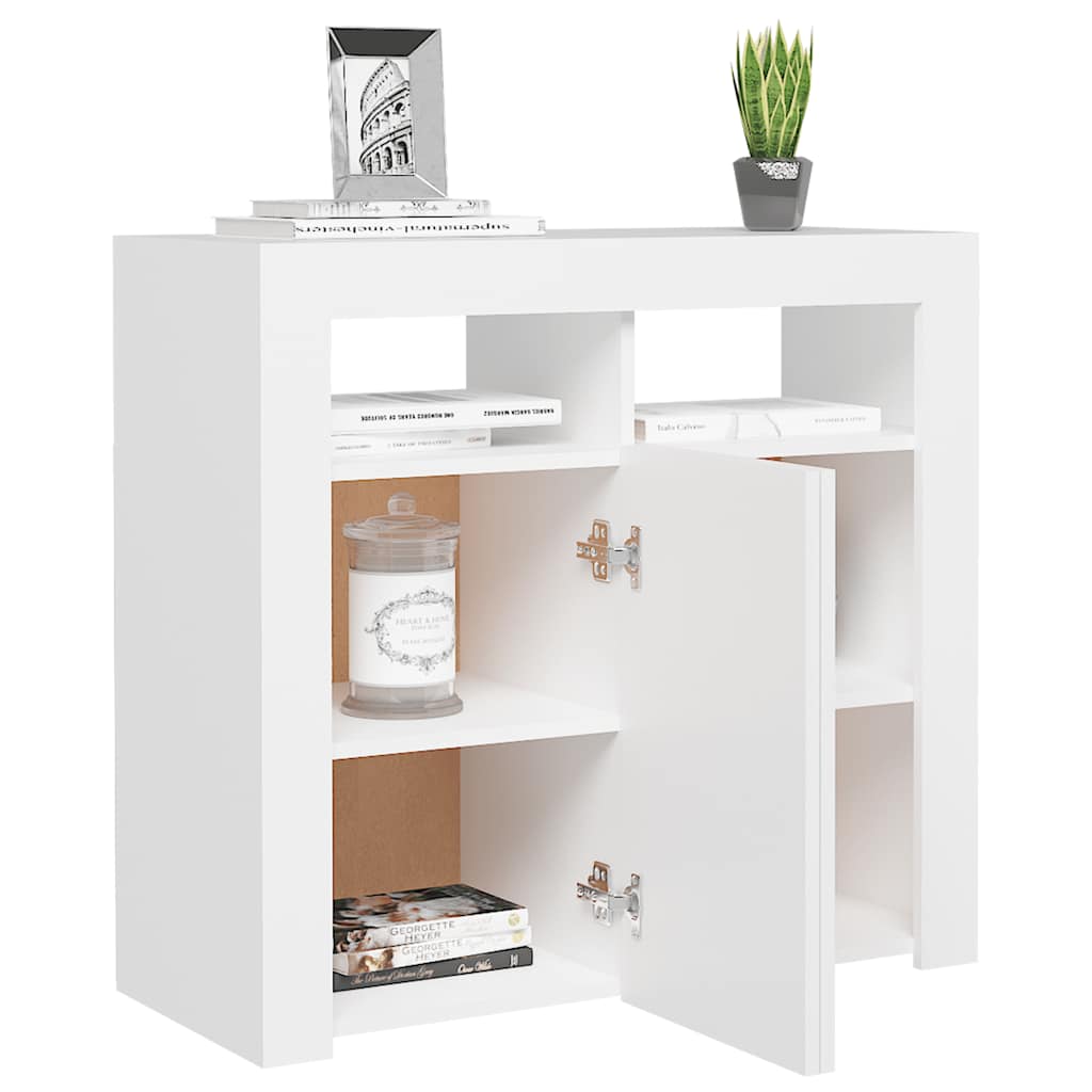 Sideboard with LED Lights White 80x35x75 cm