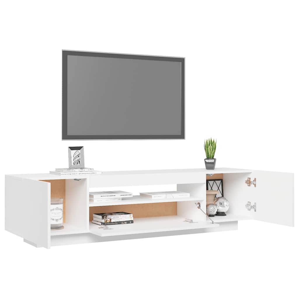 TV Cabinet with LED Lights White 160x35x40 cm