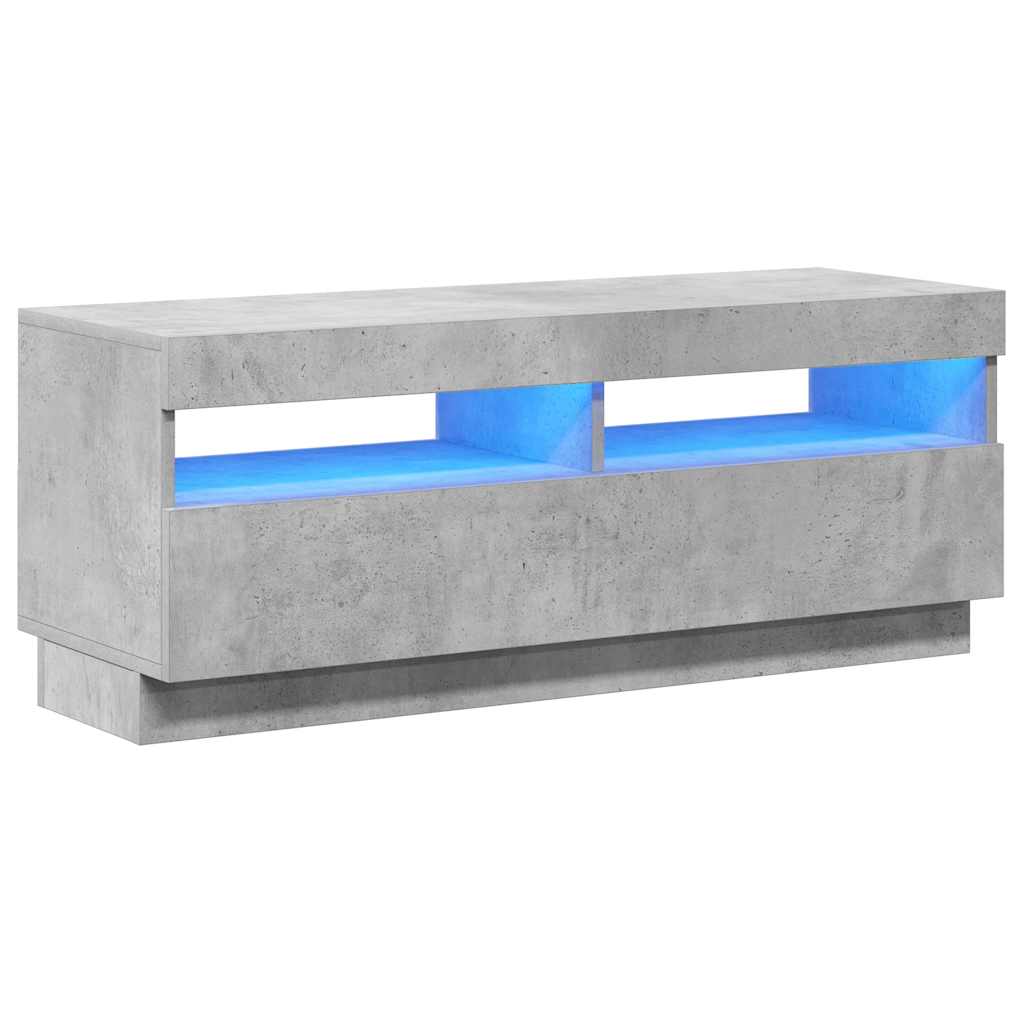 TV Cabinet with LED Lights Concrete Grey 100x35x40 cm