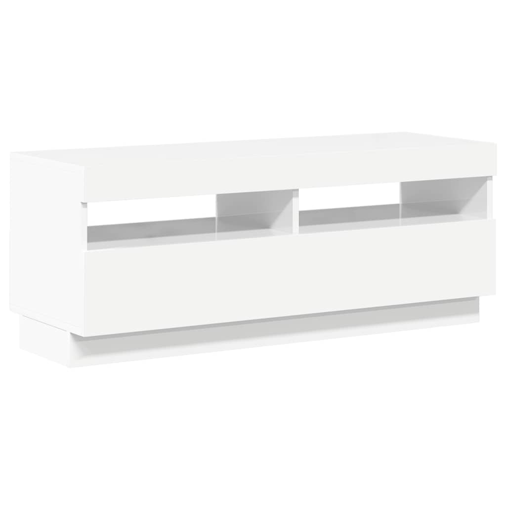 TV Cabinet with LED Lights High Gloss White 100x35x40 cm