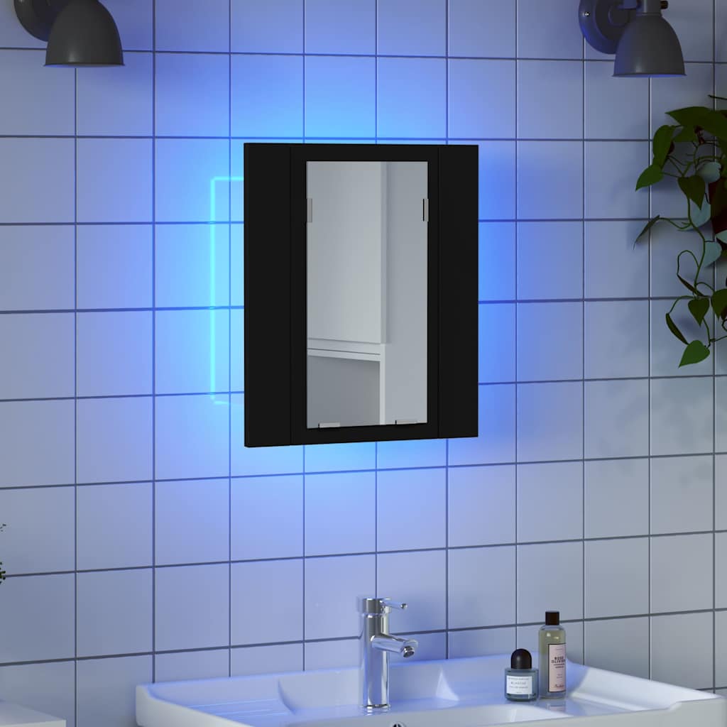 LED Bathroom Mirror Cabinet Black 40x12x45 cm Acrylic