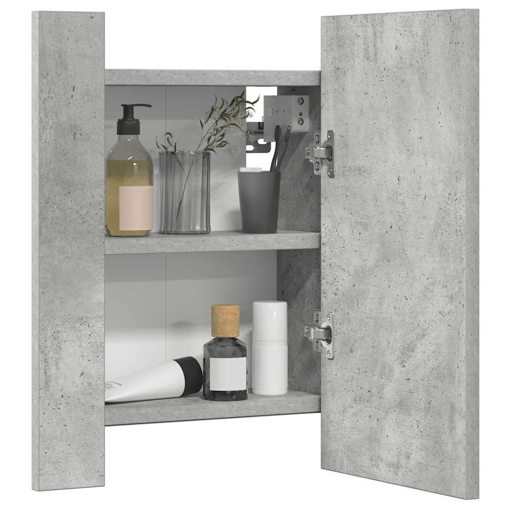 LED Bathroom Mirror Cabinet Concrete Grey 40x12x45 cm Acrylic