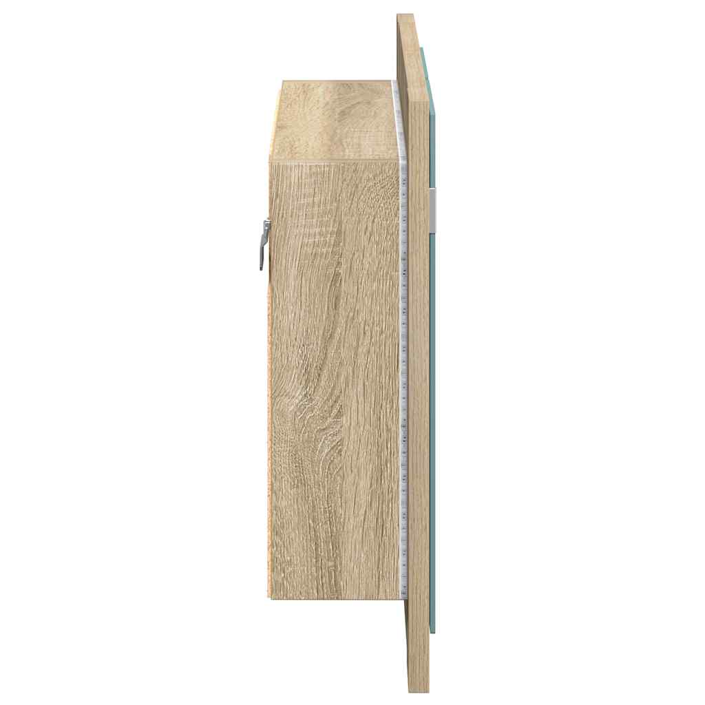 LED Bathroom Mirror Cabinet Sonoma Oak 60x12x45 cm Acrylic