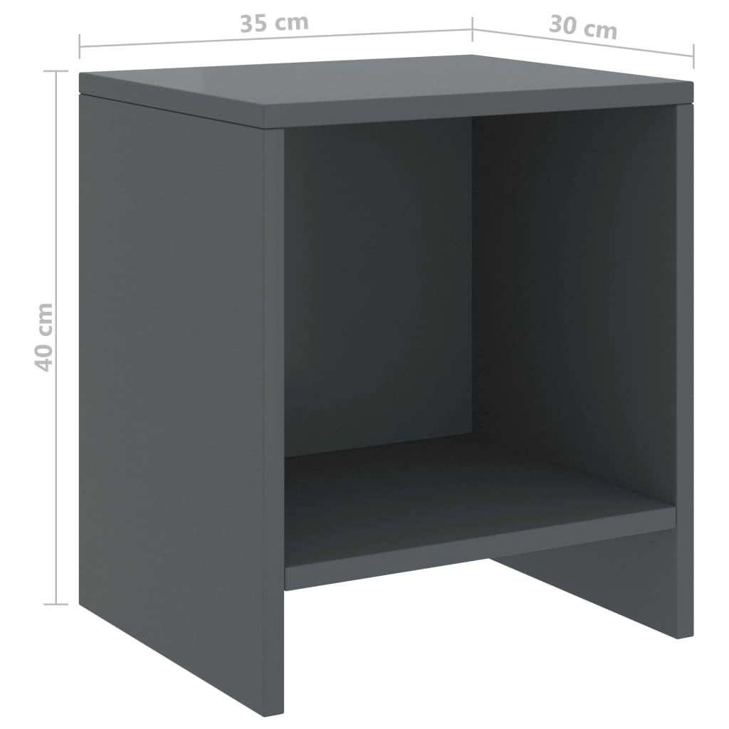 Bedside Cabinets 2 pcs Dark Grey 35x30x40 cm Solid Pinewood
