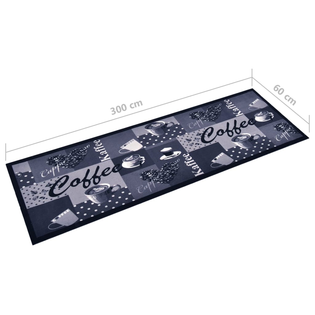 Kitchen Carpet Washable Coffee Blue 60x300 cm