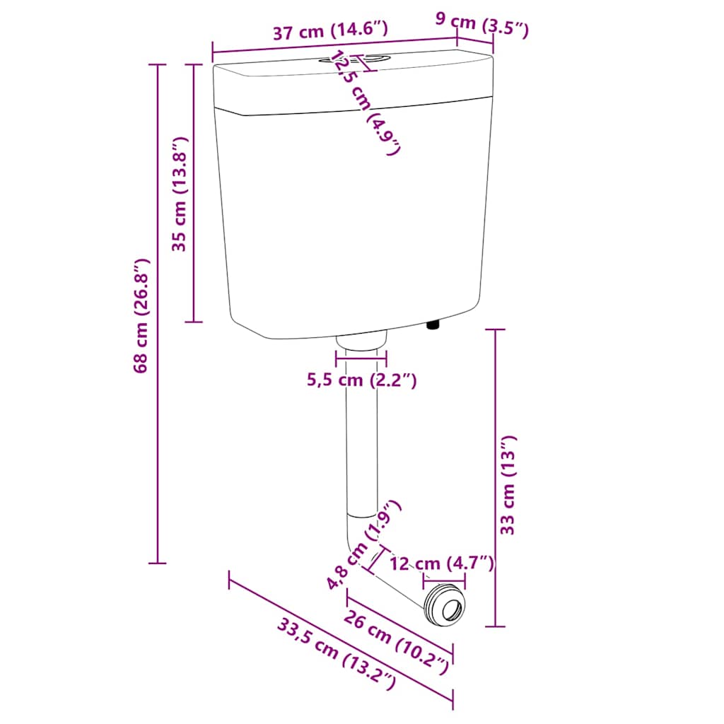 Toilet Cistern with Bottom Water Inlet 3/6 L Grey