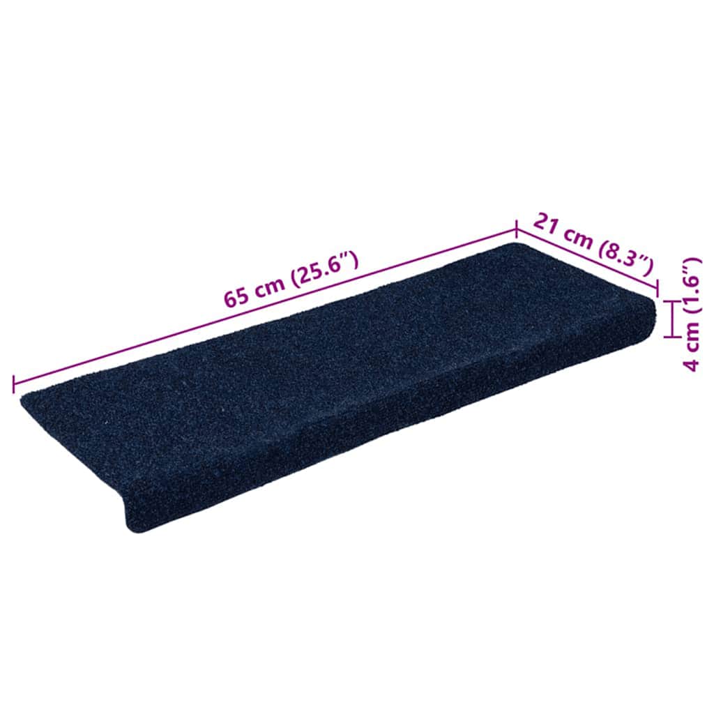 Stair Mats Self-adhesive 15 pcs 65x21x4 cm Navy Rectangular Edge