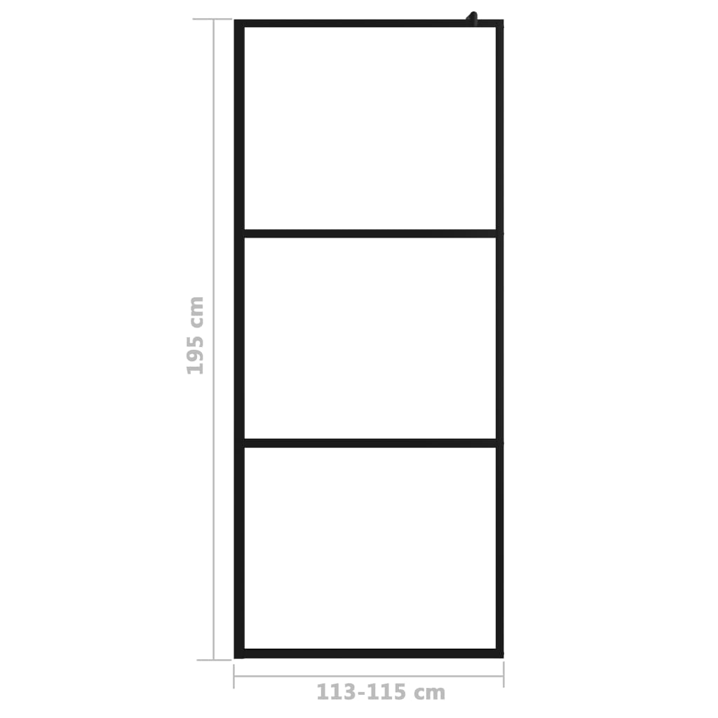 Walk-in Shower Wall with Clear ESG Glass Black 115x195 cm