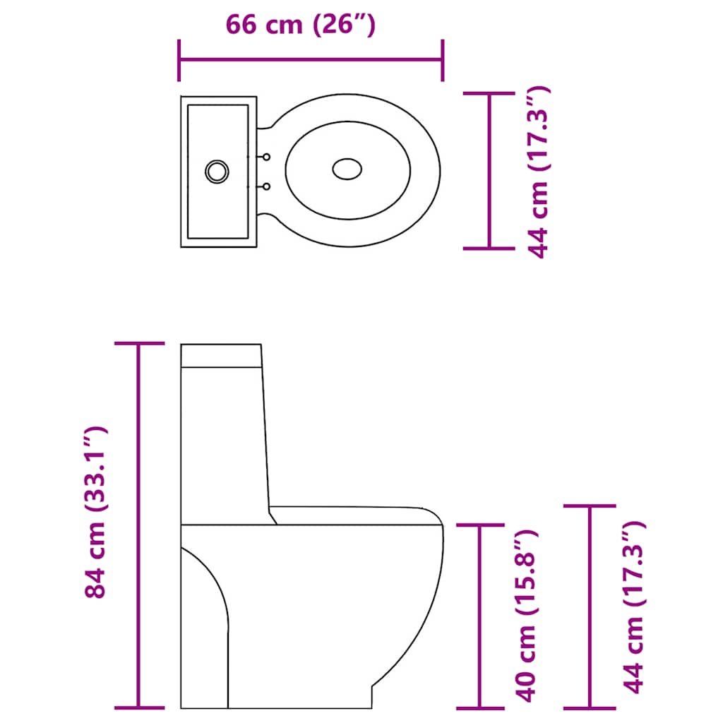 WC Ceramic Toilet Bathroom Round Toilet Bottom Water Flow Black
