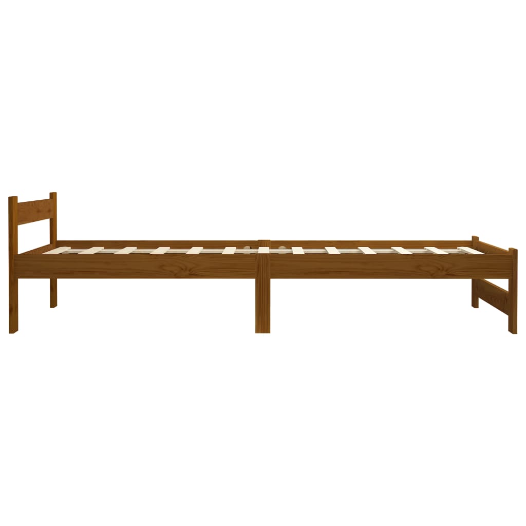 Bed Frame without Mattress Honey Brown Solid Pine Wood 90x200 cm