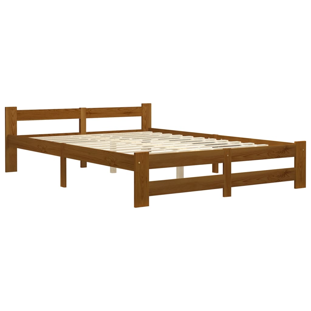 Bed Frame without Mattress Honey Brown Solid Pine Wood 120x200cm