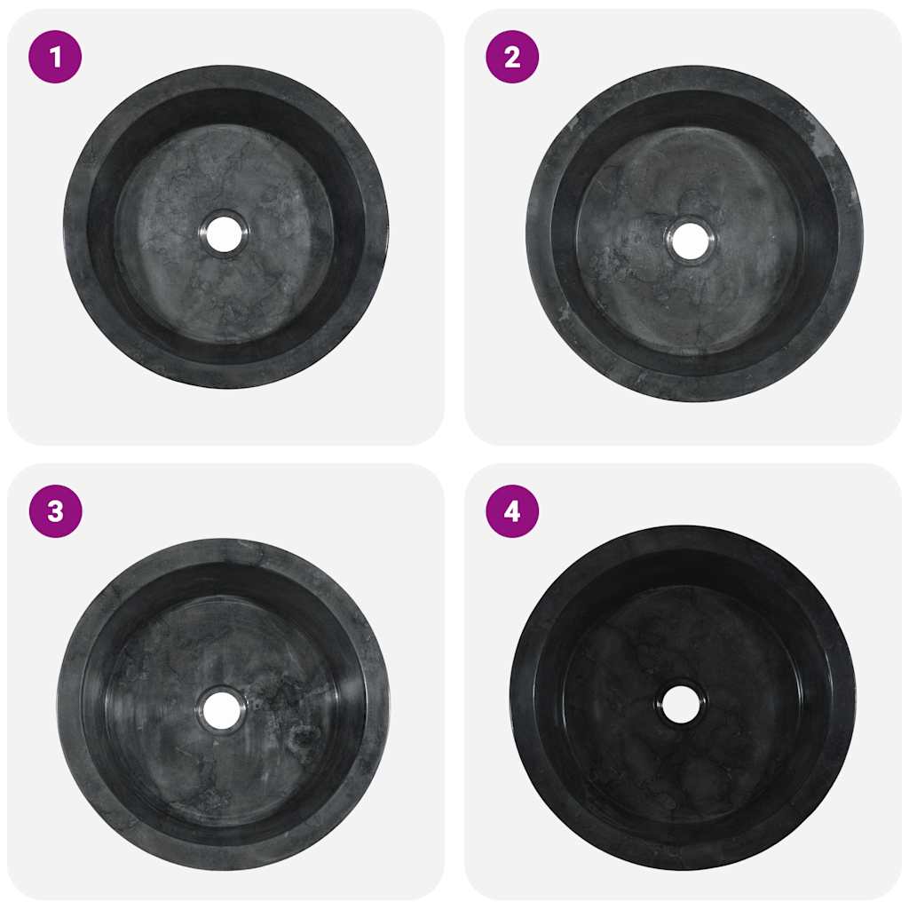 Sink Black Ø40x15 cm Marble