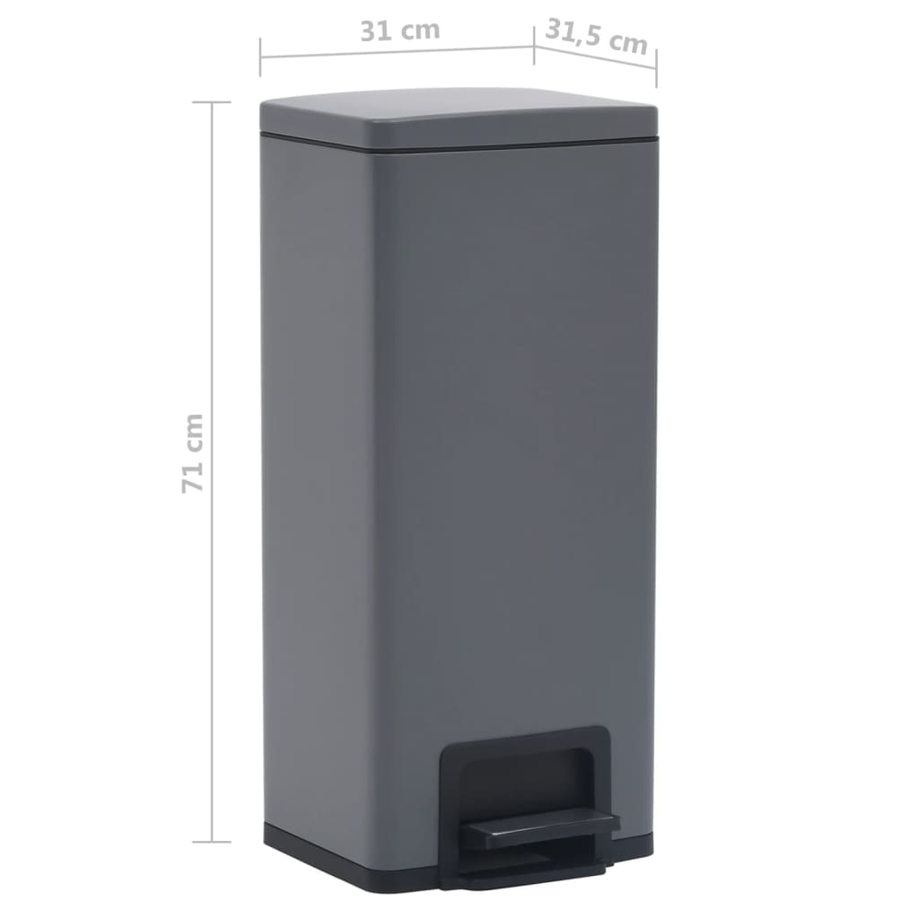 Dustbin with Pedal Anti-fingerprint 30L Grey Stainless Steel