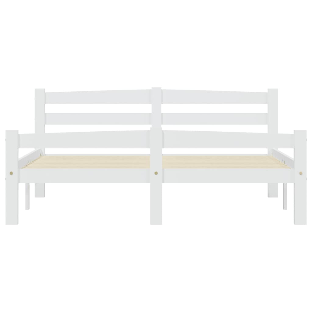 Bed Frame without Mattress White Solid Pinewood 120x200 cm