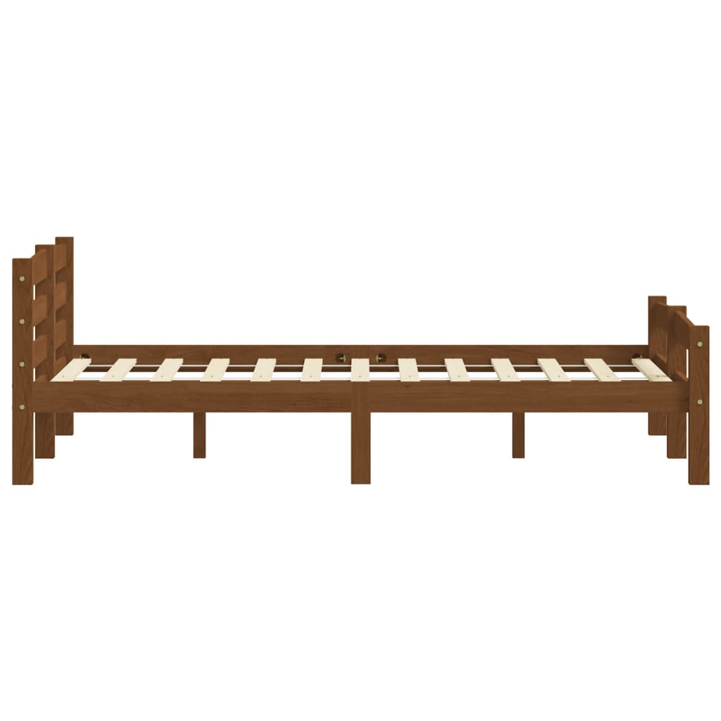 Bed Frame without Mattress Honey Brown Solid Pinewood 160x200 cm