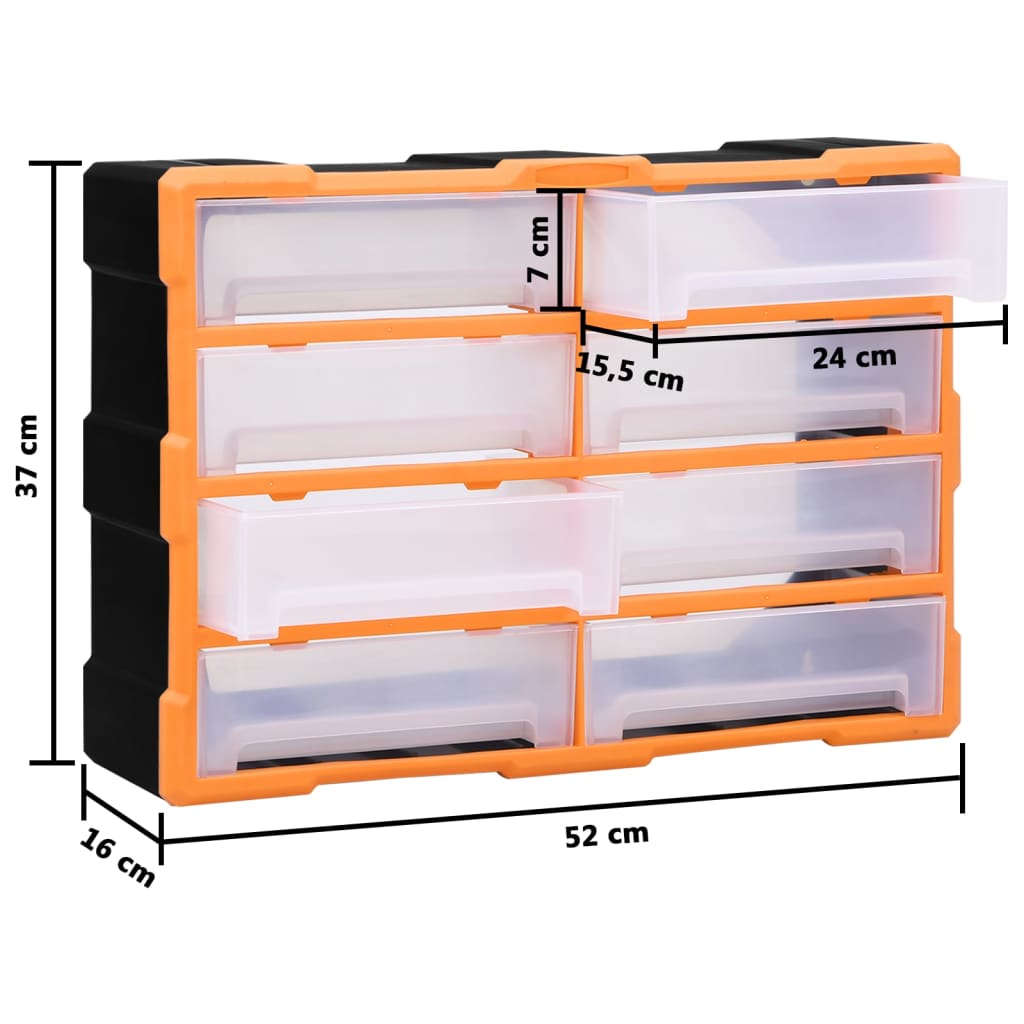 Multi-drawer Organiser with 8 Big Drawers 52x16x37 cm