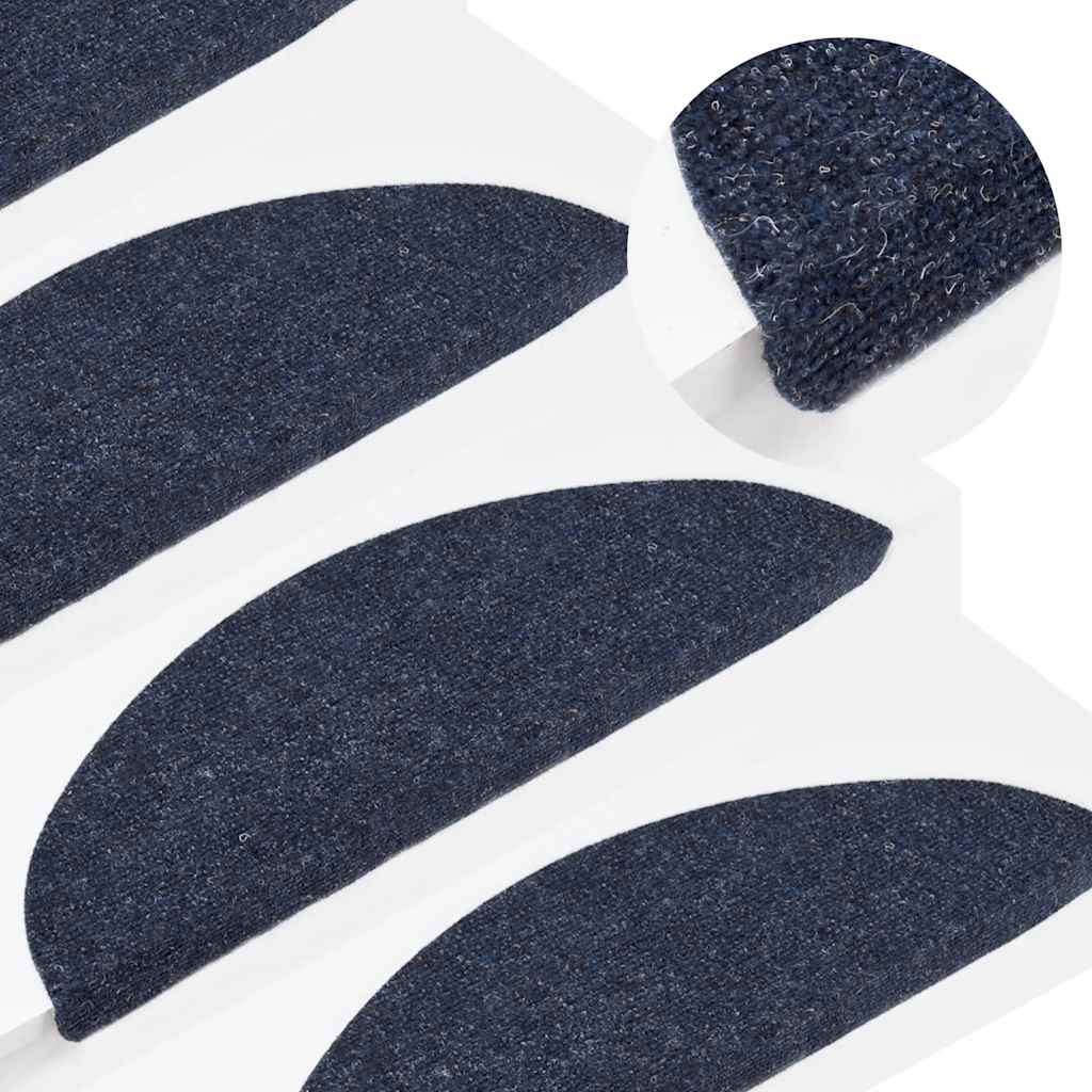 Stair Mats Self-adhesive 5 pcs 56x17x3 cm Blue Half Round