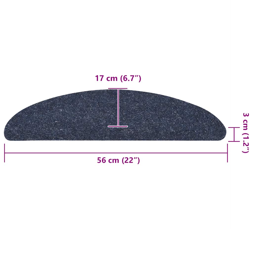Stair Mats Self-adhesive 5 pcs 56x17x3 cm Blue Half Round