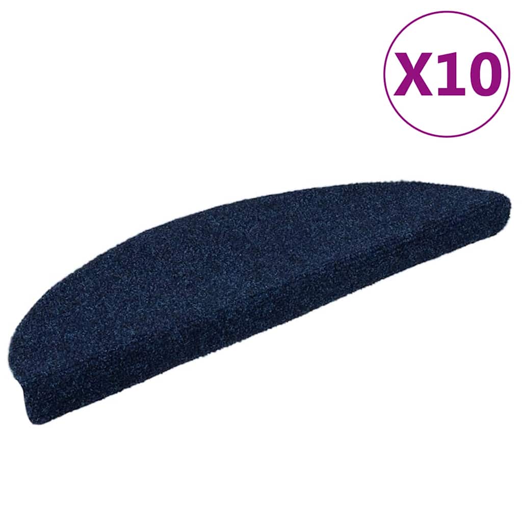 Stair Mats Self-adhesive 10 pcs 56x17x3 cm Navy Half Round