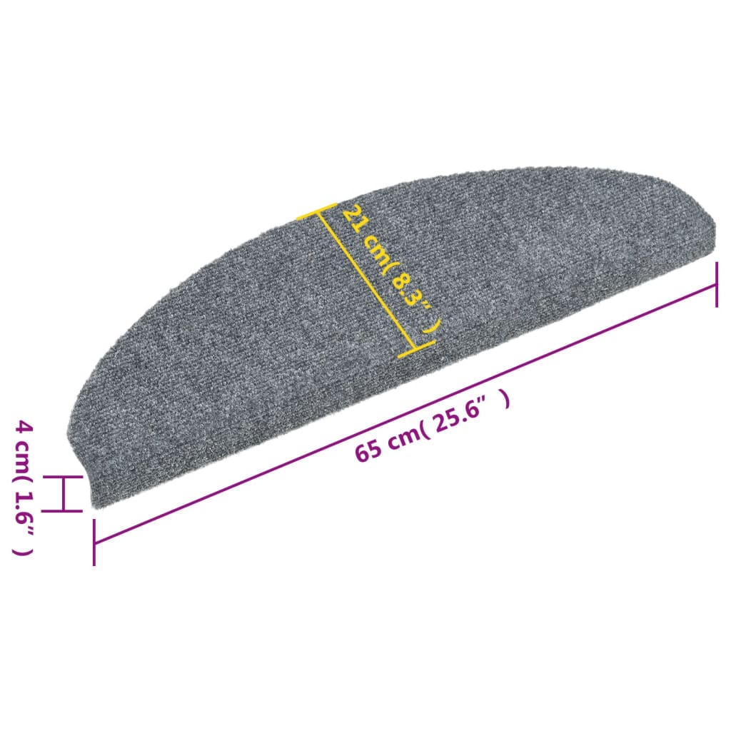 Stair Mats Self-adhesive 10 pcs 65x21x4 cm Light Grey Half Round Large