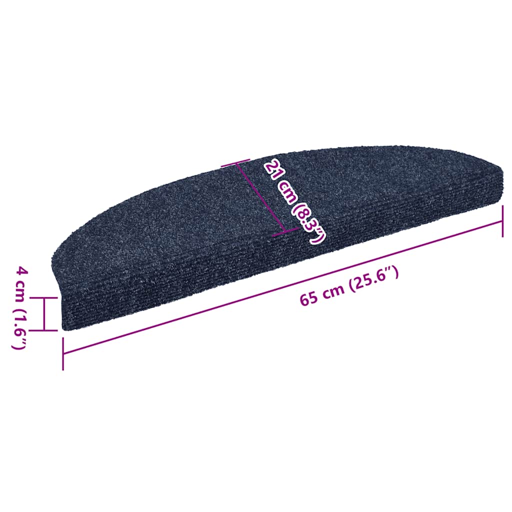 Stair Mats Self-adhesive 10 pcs 65x21x4 cm Blue Half Round Large