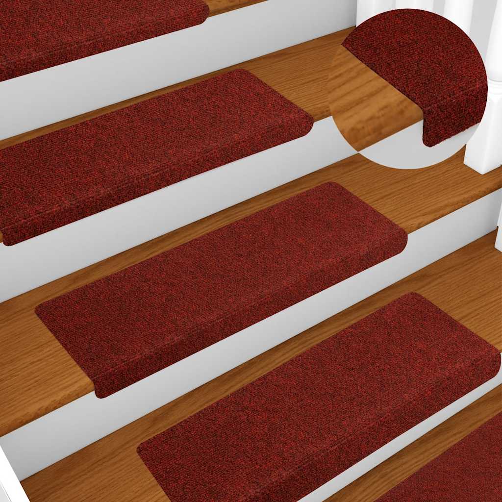 Stair Mats Self-adhesive 10 pcs 65x21x4 cm Bordeaux Red Rectangular Edge
