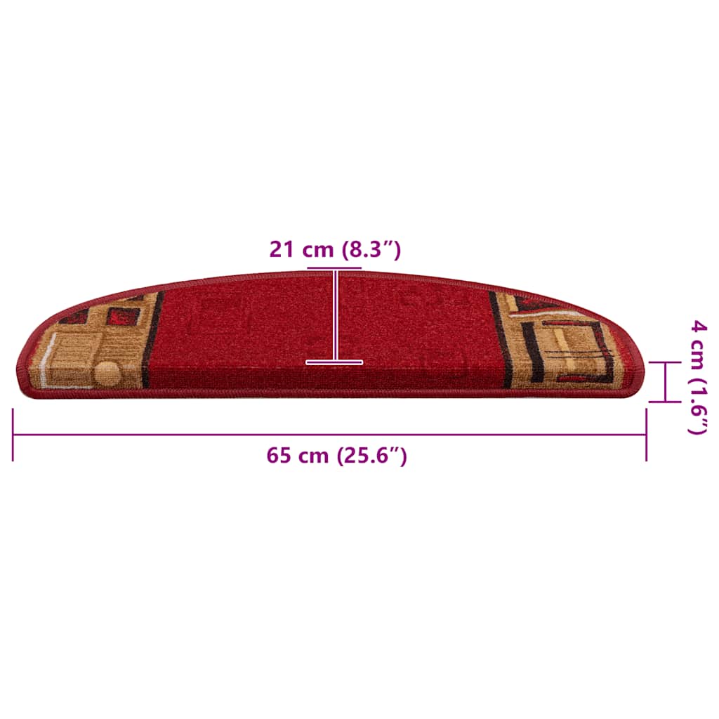 Stair Mats Self-adhesive 5 pcs 65x21x4 cm Red