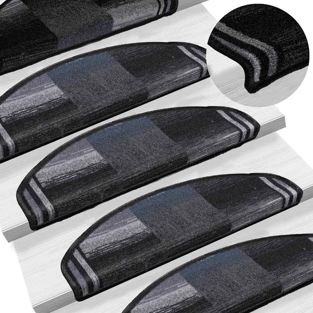 Stair Mats Self-adhesive 5 pcs 65x21x4 cm Black and Grey
