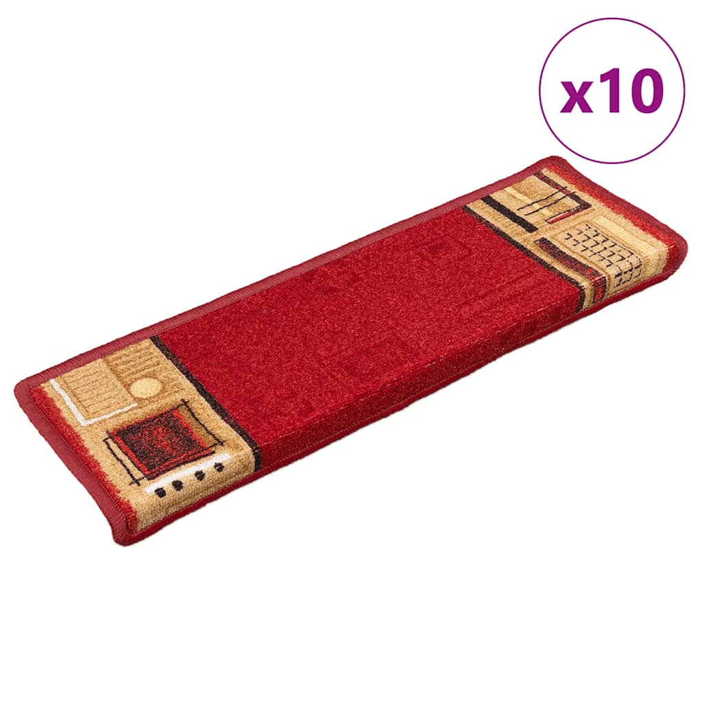 Stair Mats Self-adhesive 10 pcs 65x21x4 cm Red