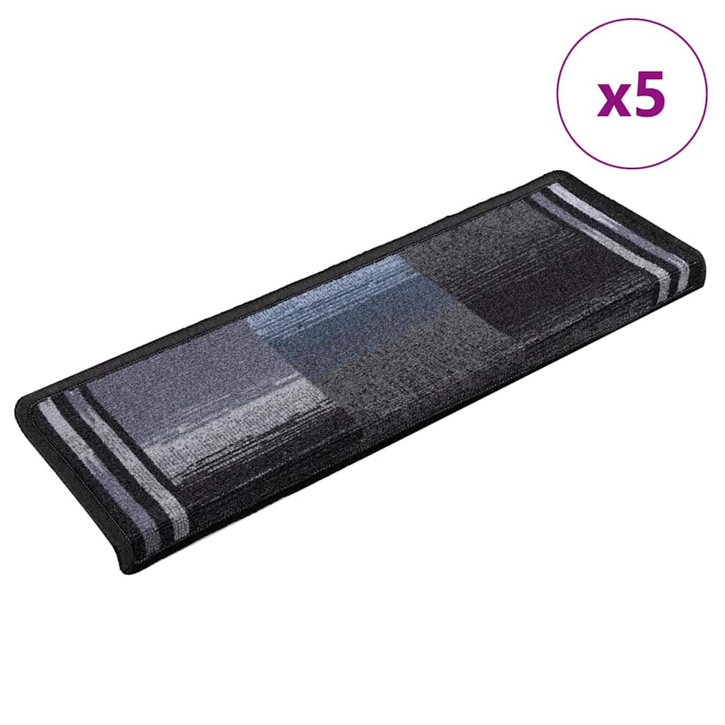 Stair Mats Self-adhesive 5 pcs 65x21x4 cm Black and Grey