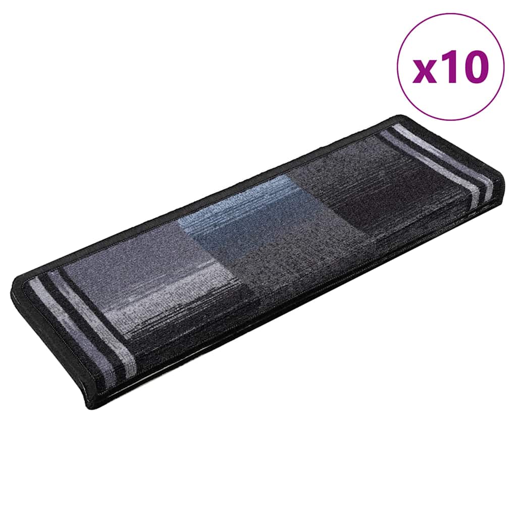 Stair Mats Self-adhesive 10 pcs 65x21x4 cm Black and Grey