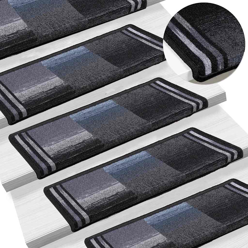 Stair Mats Self-adhesive 10 pcs 65x21x4 cm Black and Grey