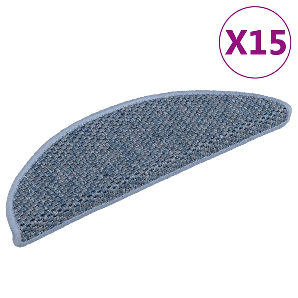 Stair Mats Self-adhesive Sisal-Look 15 pcs 56x17x3 cm Blue