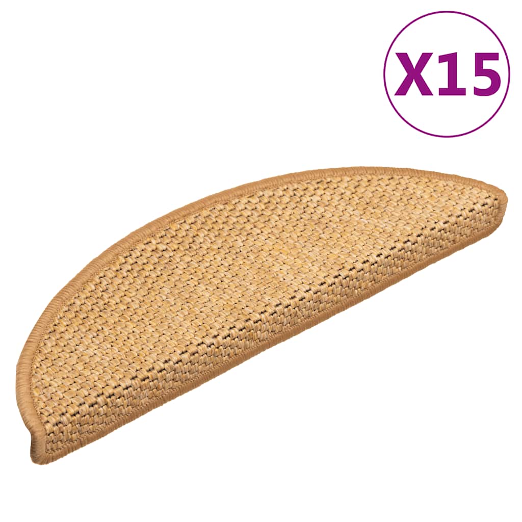 Stair Mats Self-adhesive Sisal-Look 15 pcs 56x17x3 cm Sisal