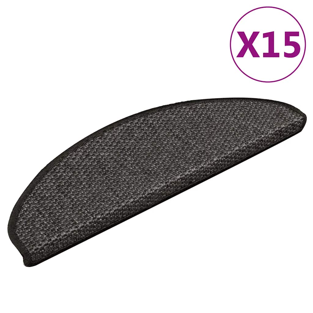 Stair Mats Self-adhesive Sisal-Look 15 pcs 65x21x4 cm Anthracite
